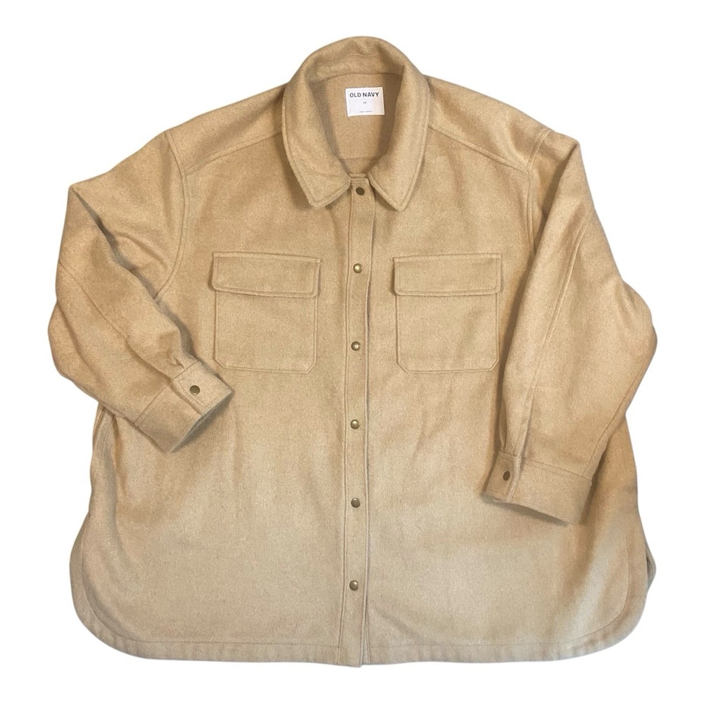 OLD NAVY Women's 3X Short Car Coat Fall Jacket Camel Wool Blend